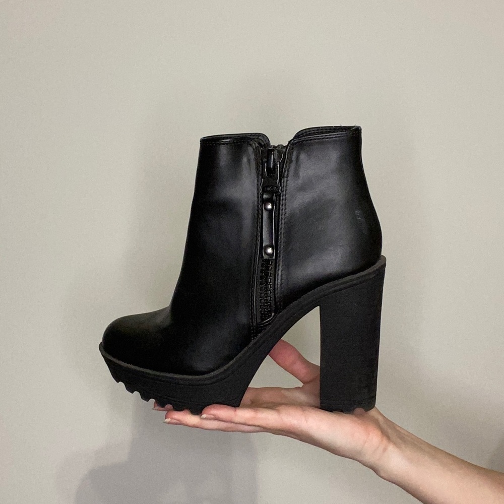 Faux leather heeled booties | Bongo